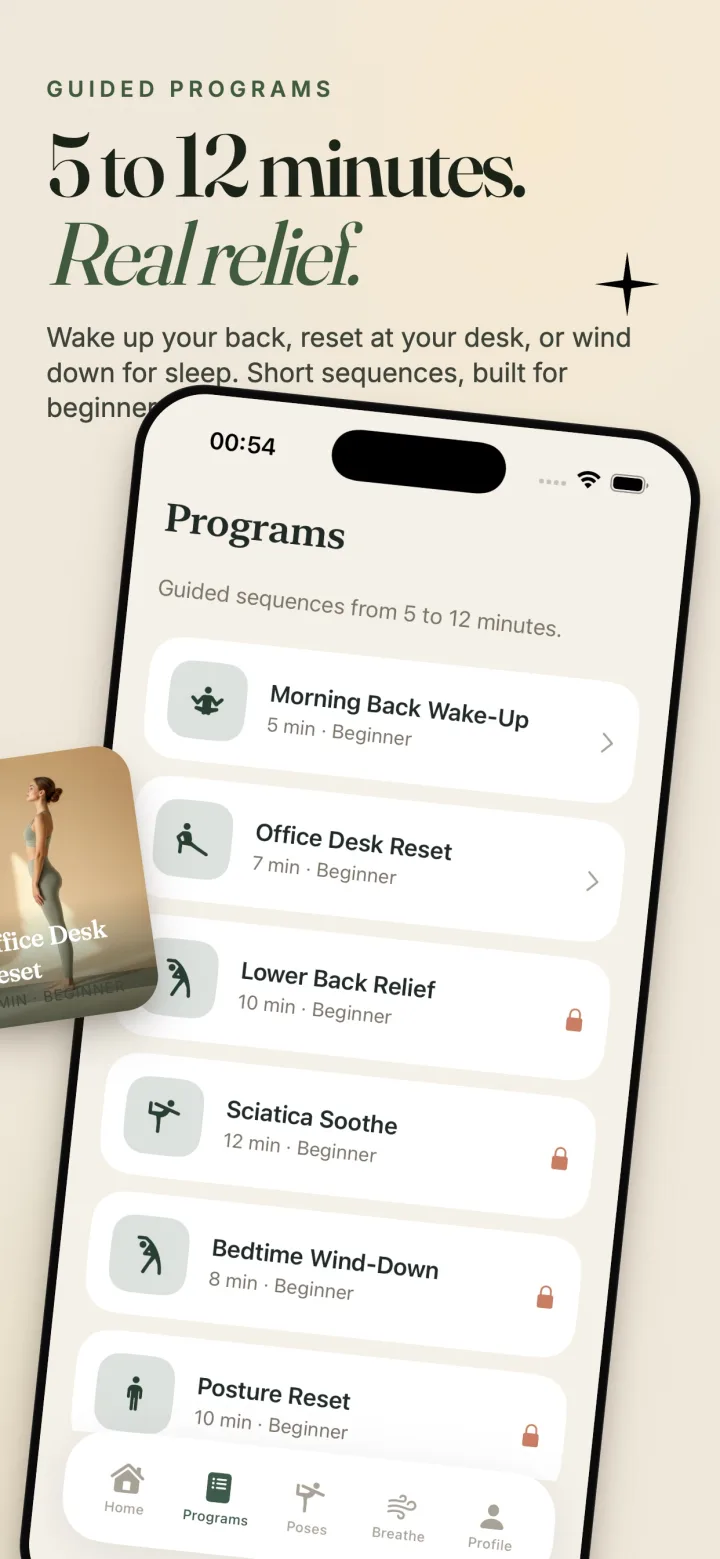 Yoga for Back Pain programs list